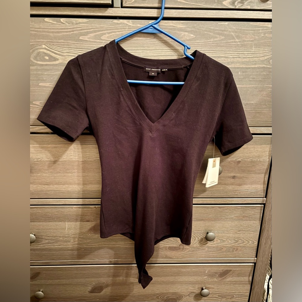 NWT Good American Deep V Short Sleeve Bodysuit in Black - Picture 5 of 6